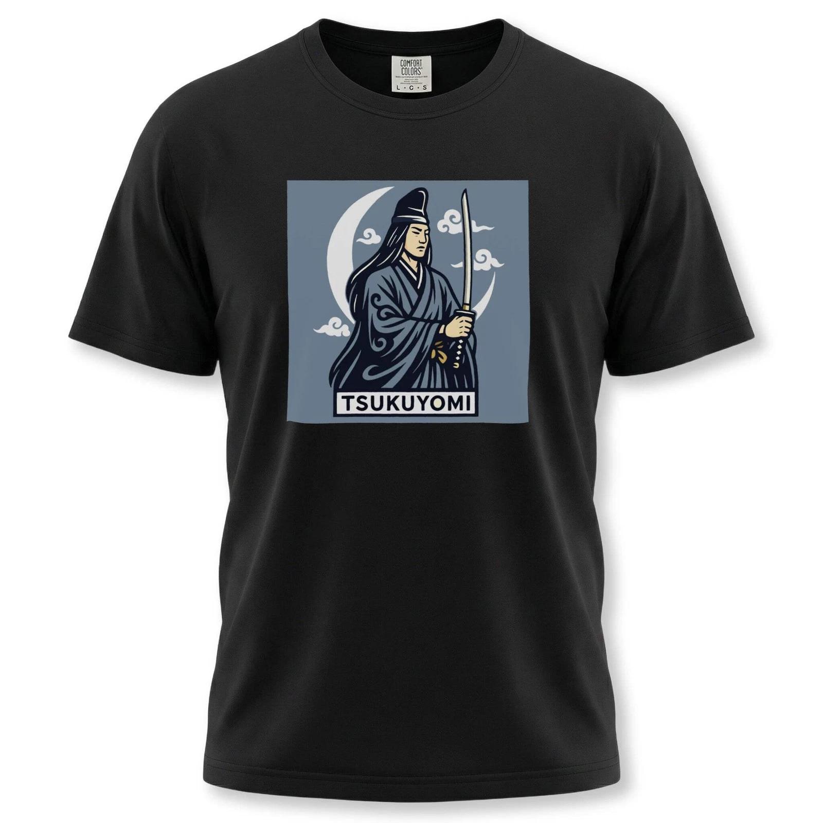 Tsukuyomi Japanese Moon God Graphic T-Shirt | Sword & Crescent Moon Tee XXXL