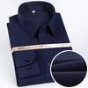 Men's Premium Non-Iron Pure Cotton Long Sleeve Formal Shirt with Spread Collar, No Pocket Plaid Striped for Business Casual Wear