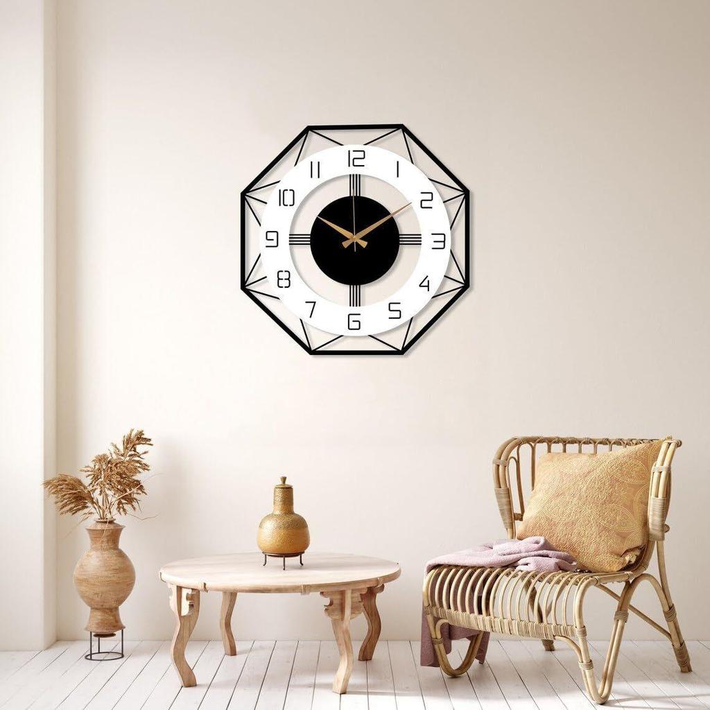 Morden Metal & Wooden Wall Clock for Living Room Bedroom Office Kitchen Stylish Wall Clock for Home and Hall Designer Big Size Modern