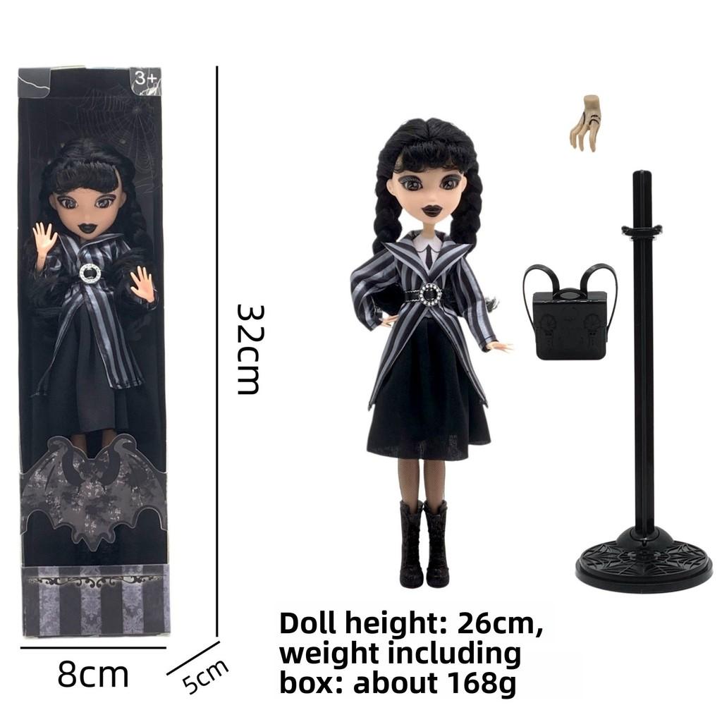 Wednesday Addams 9 Zoll PVC-Puppe mit Schuluniform und dunklem Stil Dekor