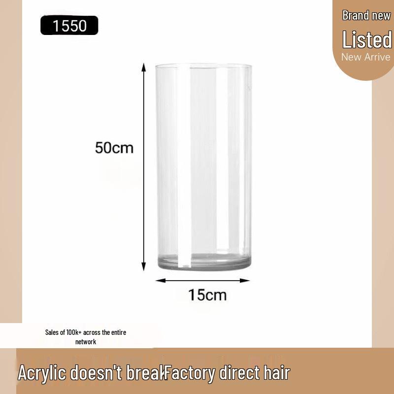 Acrylic Transparent Vase for Flower Arrangements and Lucky Bamboo - Large Straight Cylinder Design