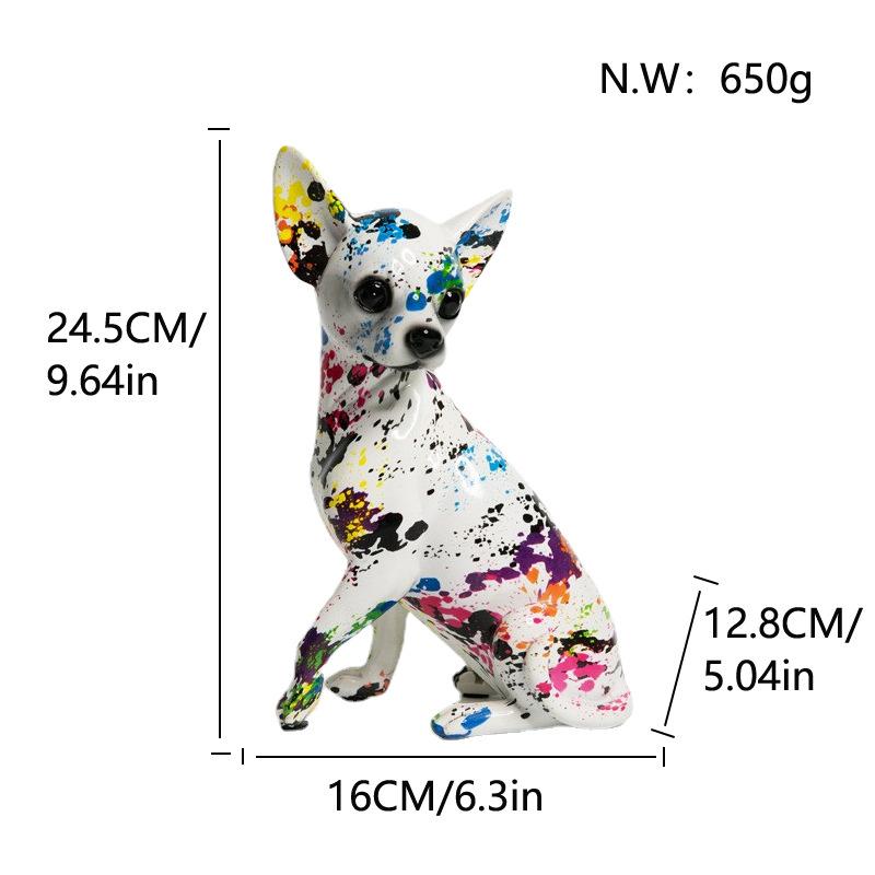 Fargerik Chihuahua Hjemmedekorasjon Stue Inngang Valpepynt Skrivebord Kontor High-end Resin Håndverk