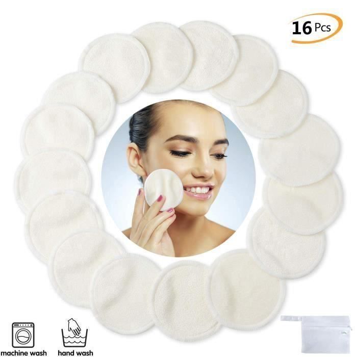 Coton Tampons Démaquillants lavables et réutilisables Tampons en Bambou Biologique avec Sac À Lessive,Nettoyage du Visage ye Aa34270