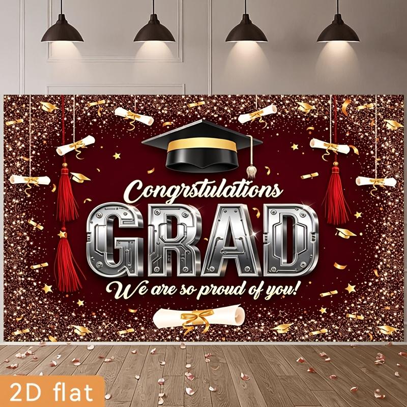2D Plane Wine-red Metallic Graduation Banner Suitable for Decoration At Graduation Ceremony Parties Polyester Fiber