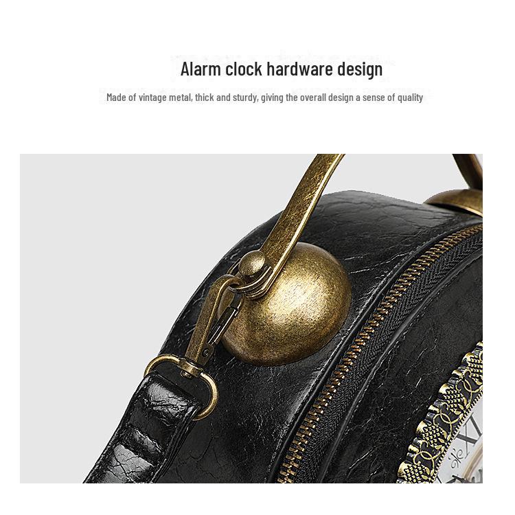 Retro PU Shoulder & Crossbody Handbag with AA Battery-Powered Walking Clock (Women's Bag D002#)