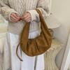 Korean-Style Suede Shoulder Bag: Solid Color, Large Capacity Underarm Dumpling Design