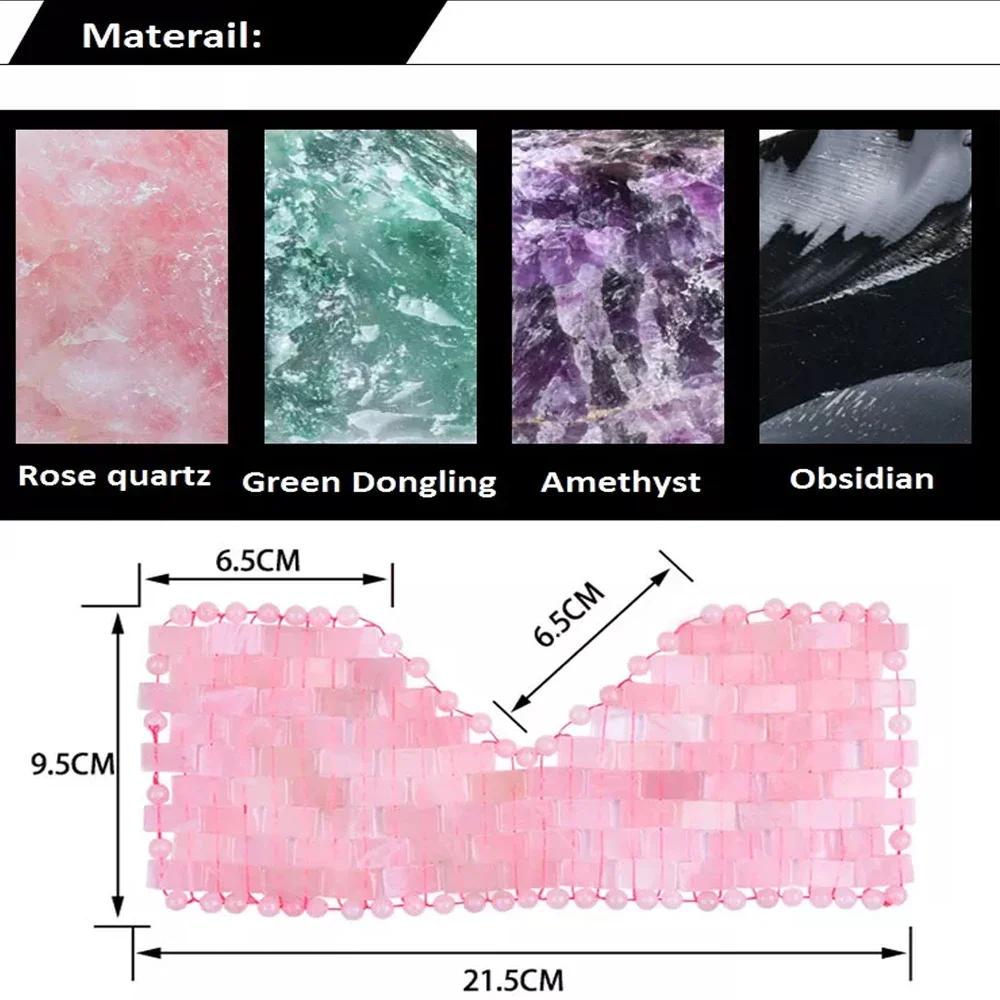 Naturalny Masażer do Masek na Oczy z Kwarcu Różowego Jadeit Relaks Sen Narzędzia do Masażu Pielęgnacja Kamień Chłodząca Maska do Spania na Twarz