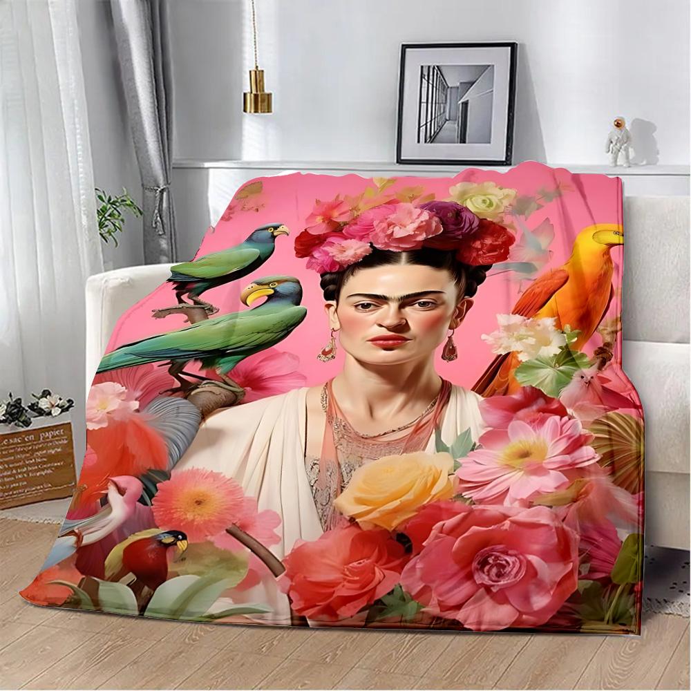 

Cartoon F-Frida Printed Blanket Picnic Blankets Warm Blanket Soft and Comfortable Blanket Home Travel Birthday Gift 30x40in