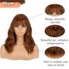 MERISIHAIR Women Fashion Shoulder Length Natural Wavy Wig with Bangs Synthetic Fiber Daily Wear Cosplay Brown Wavy Wig