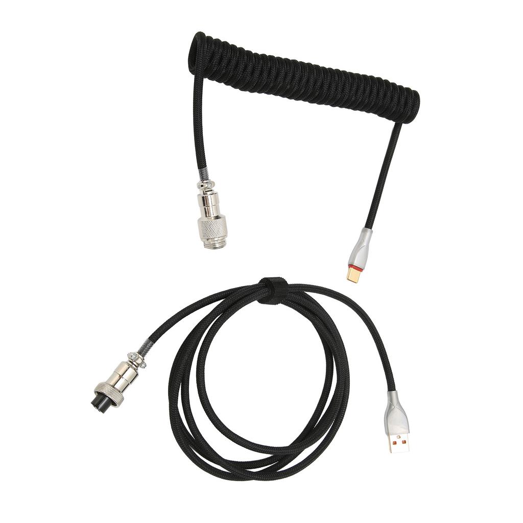 Mechanical Keyboard Cable Double Sve Custom Coiled with Detachable Metal Aviation USB C to USB A Keyboard Aviation Connector