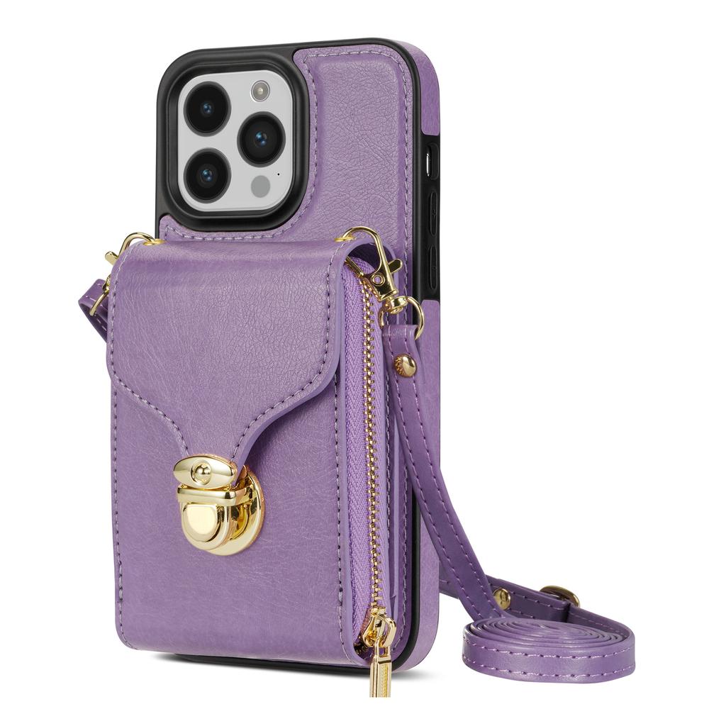 Suitable for Samsung A54 Zipper Crossbody Cable Mobile Case Wallet Bracket Multi Card Full Covered Case A14 A53