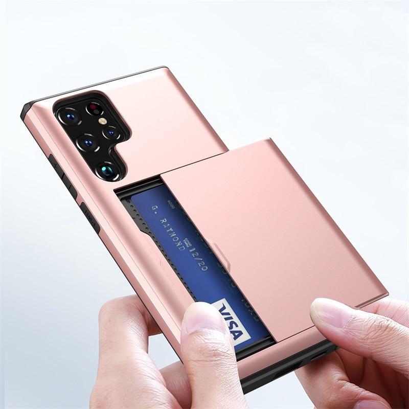 Applicable To Samsung S26Ultra Slider Card Mobile Phone Case s25FE Card Slot A17 Two-in-one Anti-drop Protective Case Pc