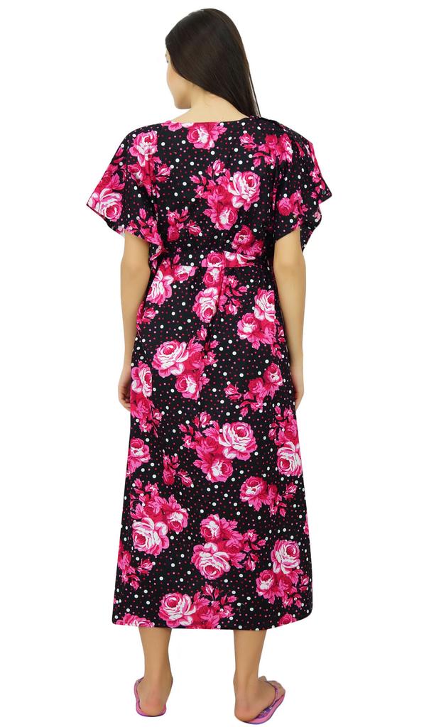 Bimba Kaftan Front Buttons Maternity Night Wear Printed Hospital Delivery