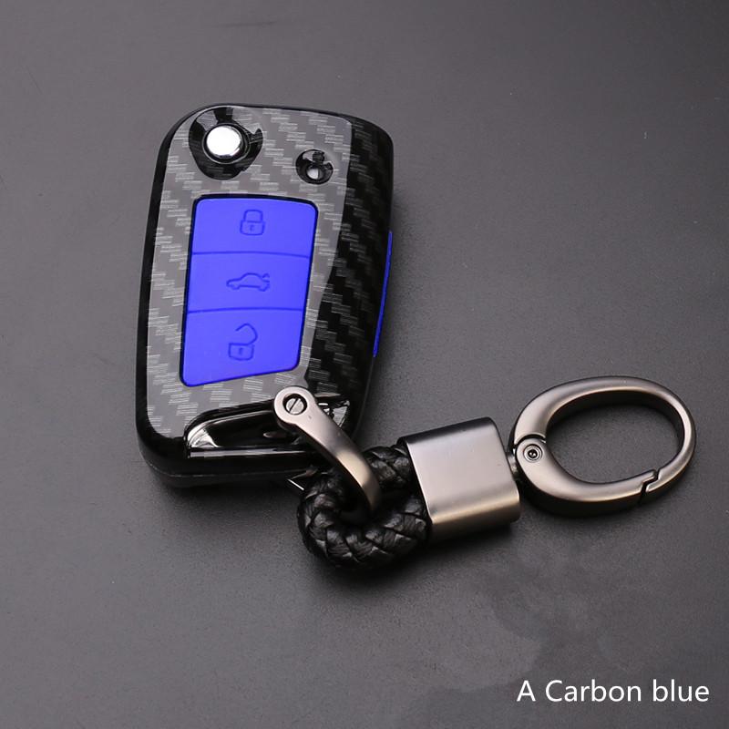 Carbon Fiber Car Key Case Bag Cover for Volkswagen VW Golf 7 MK7 Tiguan Touran 2017 for Skoda Octavia A7 RS for Seat Leon Ibiza