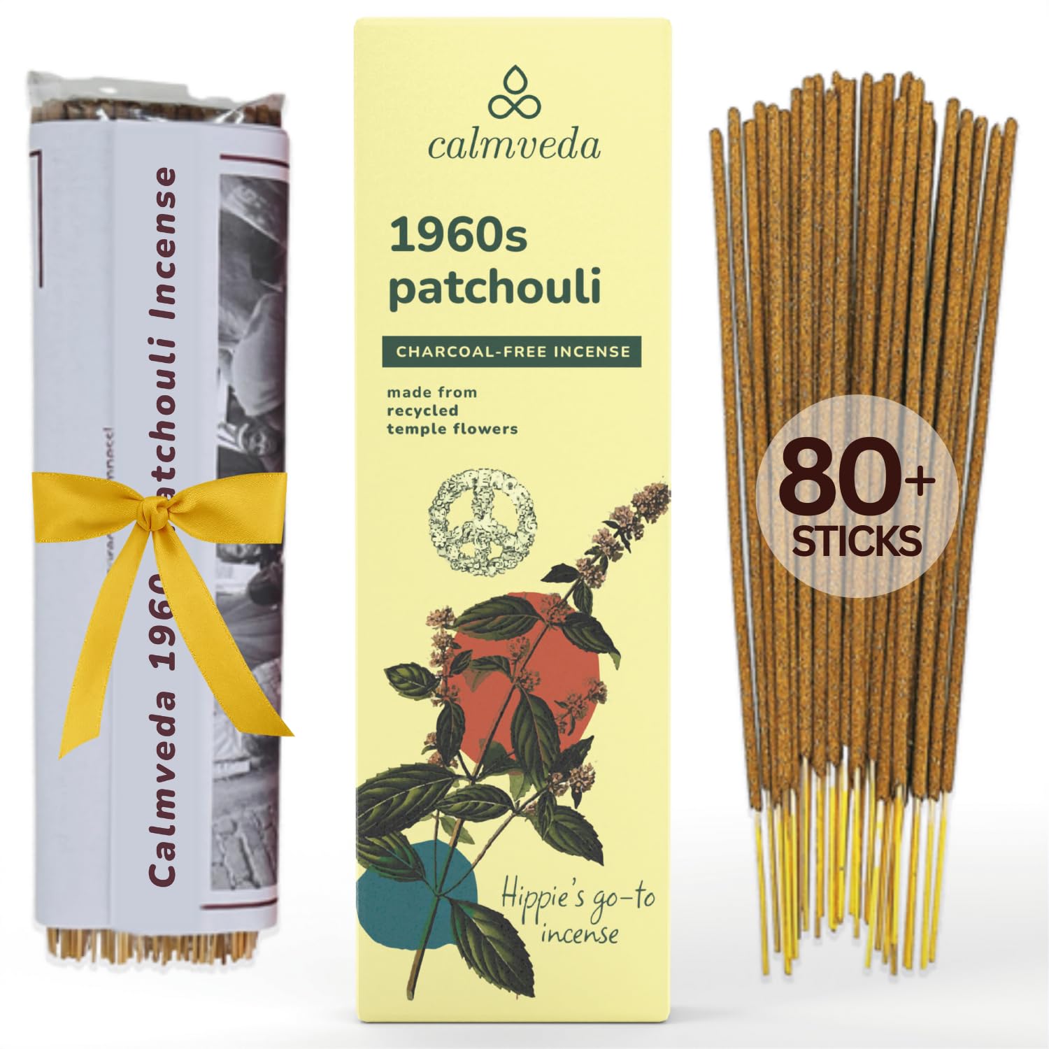 1960s Patchouli Incense Sticks Pack - 80 Sticks Charcoal Free Incense