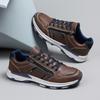 Men's Large Size Casual Leather Shoes Breathable Comfortable Walking Sneakers with Zipper 39-48 Blue Brown