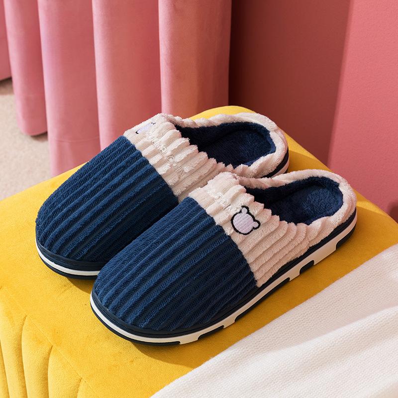 Cotton slippers home warmth non-slip plush home cotton slippers