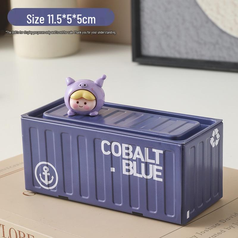 Trendy Blind Box Miniature Shipping Container Display Model Ornament Tinplate Storage Gift