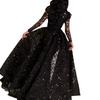 Spring Summer New European American Style Women's Long Sleeve Sequined Big Hem Evening Gown Formal Dress