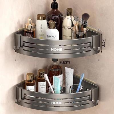 JINGRUIXIANG Gunmetal Grey Double-Layer Corner Shower Caddy