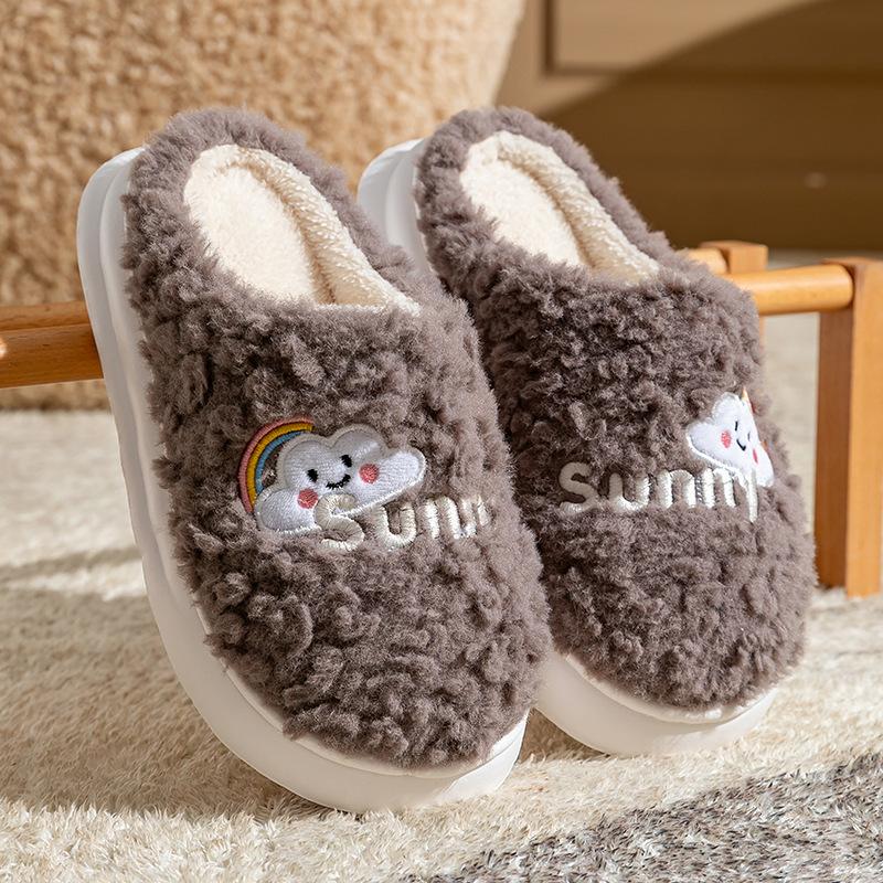 Household warm and fleece, home wear non-slip cotton slippers, slippers warm feet in winter, thick bottom plush in winter