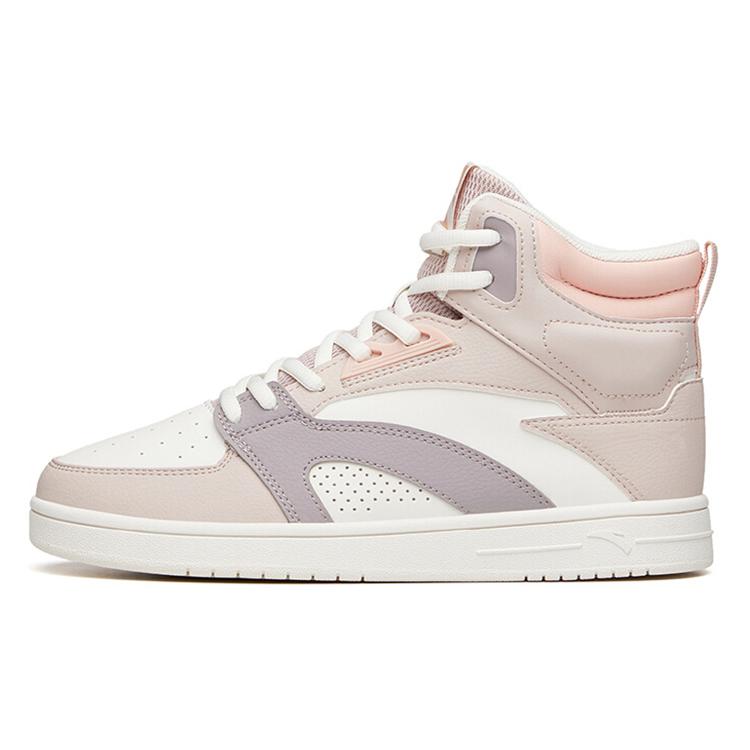 New Anta Wear Resistant Slip Resistant Cushioning High Top Skateboard Shoes Women's Pink 122138071-3