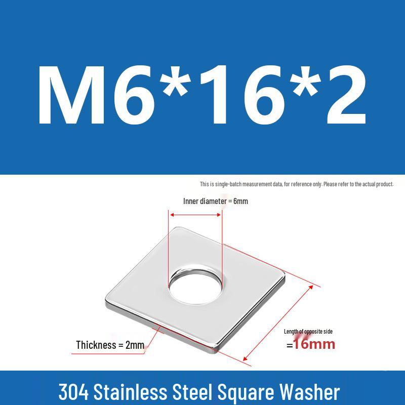 304 Stainless Steel Thickened Square Washer for Curtain Wall (M4-M16)