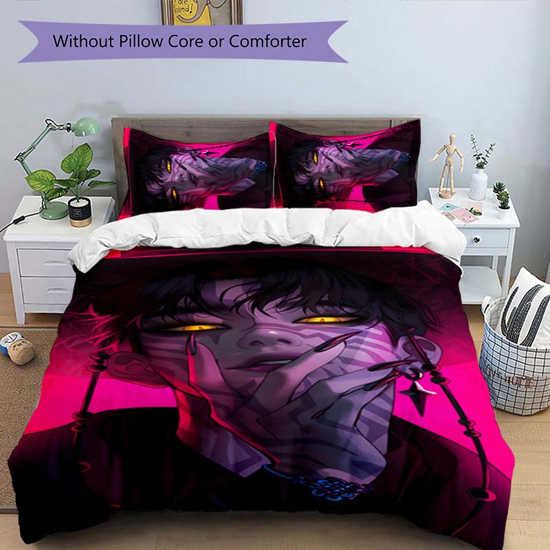 KPOP Hunter 3-teiliges Bettwäsche-Set Bettbezug Verschluss Enthält 1 Bettbezug & 2 Kissenbezüge für Alle Jahreszeiten Schlafzimmer Zuhause Wohnheim Dekor