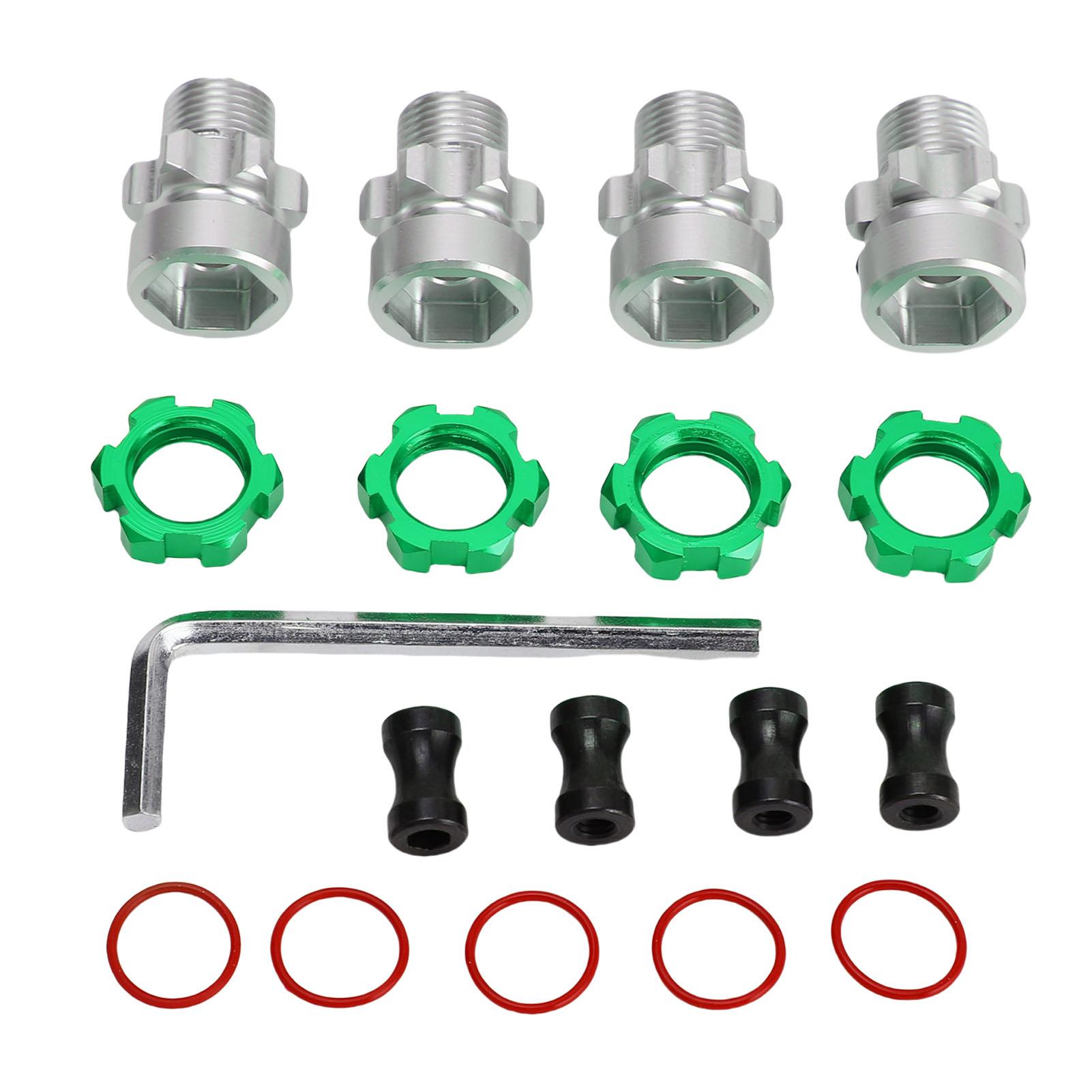 

Splined Wheel Hex Hub Adapter Fit for Traxxas Slash 2WD Metal 12mm to 17mm Wheel Hex Adapter зелений