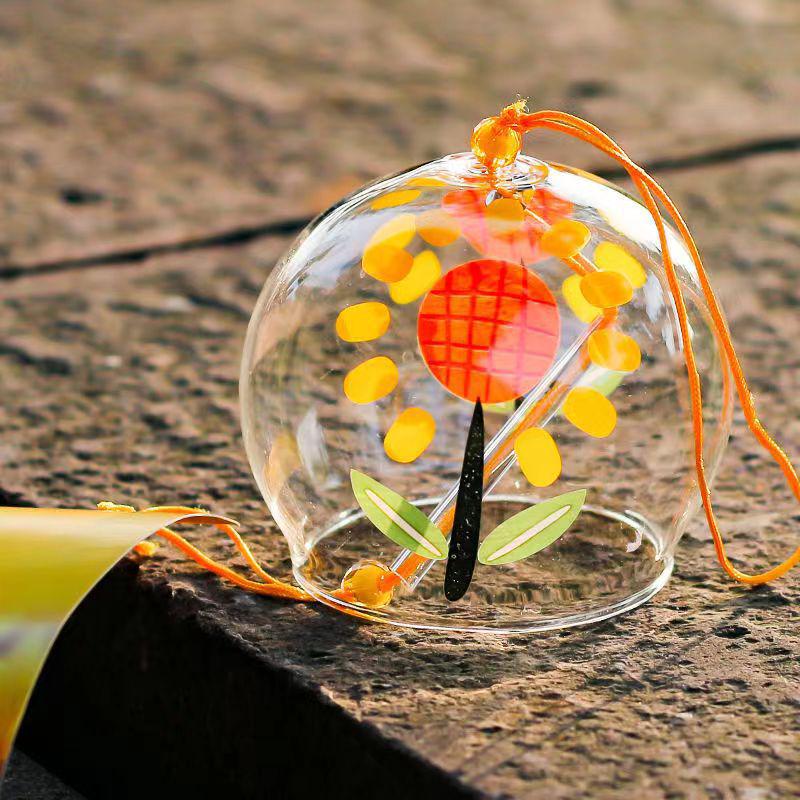 Cherry Blossom Glass Wind Chime - DIY Transparent Hanging Ornament