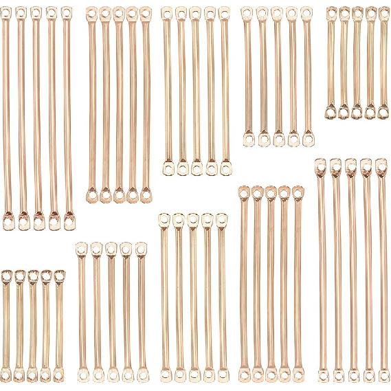 SUNNYCLUE 1 Box 60Pcs 3 Sizes Gold Vertical Charms Stamping Blank Bar Charms Stainless Steel Metal Bar Charm Rectangle Tags for Jewelry Making