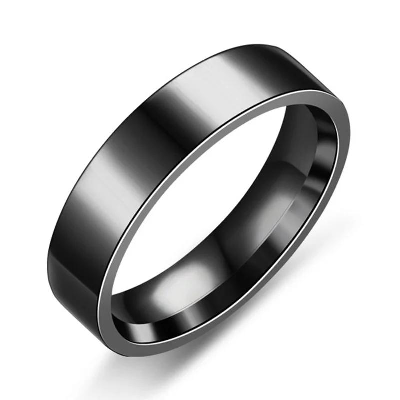 6mm Trendy Stainless Steel Black Rings for Women And Men Fashion Wedding  Wholesale Charm