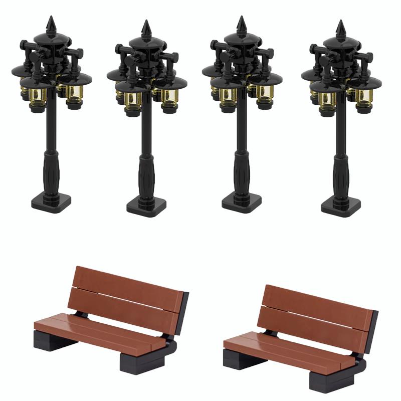 MOC Bricks Toys Model Compatible MOC Parts Bricks City Street Lamp Building Block Lamp with Halloween Bat Lamp