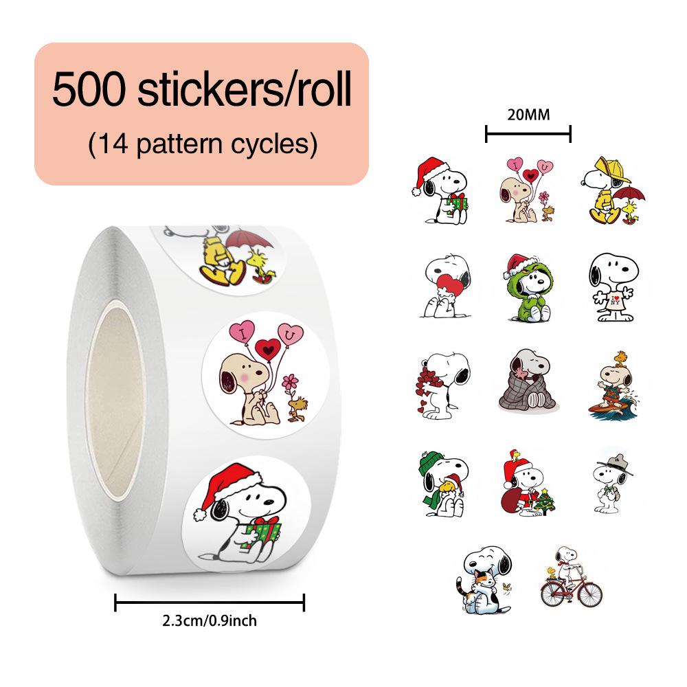 Snoopy Stickers Roll: 500 Decorative Stickers for Journals, Car, Phone Cases, and Water Cups