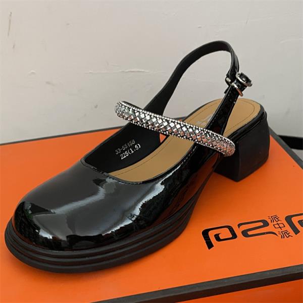 

Fashion Block Heels 2025 Summer Mary Jane Closed Toe Sandals Female Shoe Chunky Leather Girls New Real Scandals Janes Genuine Patent 35