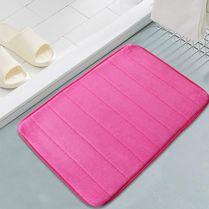 Solid Color Kitchen Bathroom Thick Coral Fleece Floor Mat