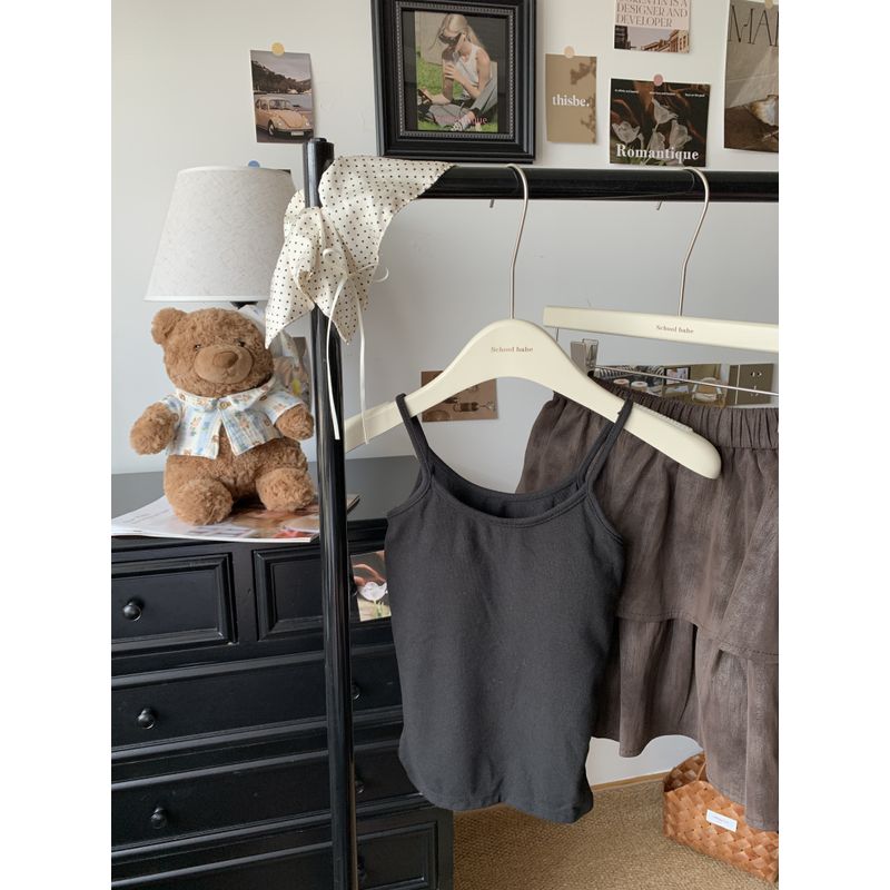 Kumikumi Basic Style Solid Color Sanding Warm Tank Tops Vest Women's Clothing Fall Slim Fit Thin Band Chest Pad Tops