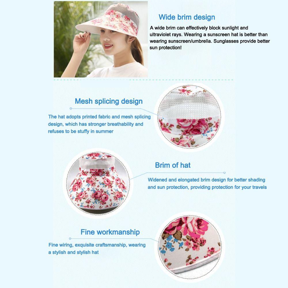 Wide Brim Summer Sun Hats Sun-shading Sun-protection Beach Cap Simple Printed Peaked Cap  Summer
