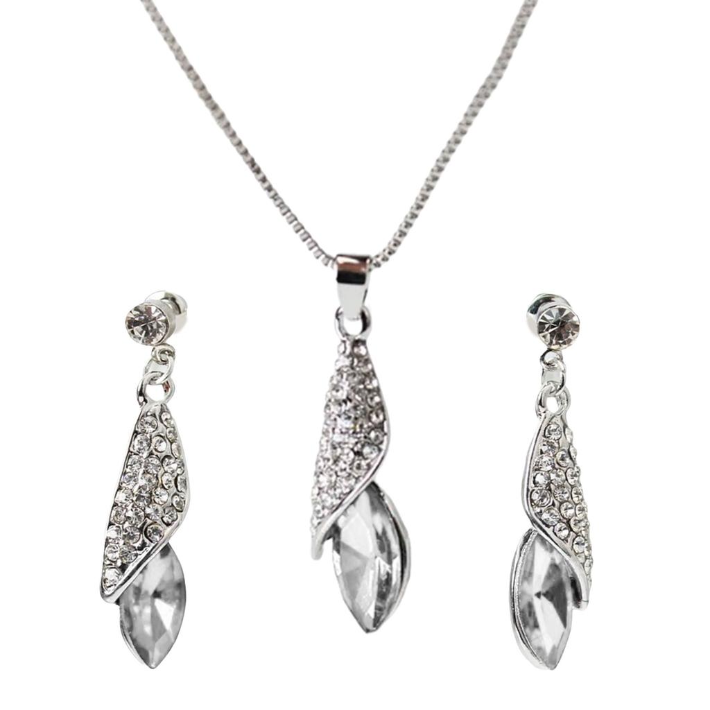 Shimmering Contemporary Jewelry Ensemble Teardrop Pendant Earring Set Alloy Accessories Suitable for Everyday Party