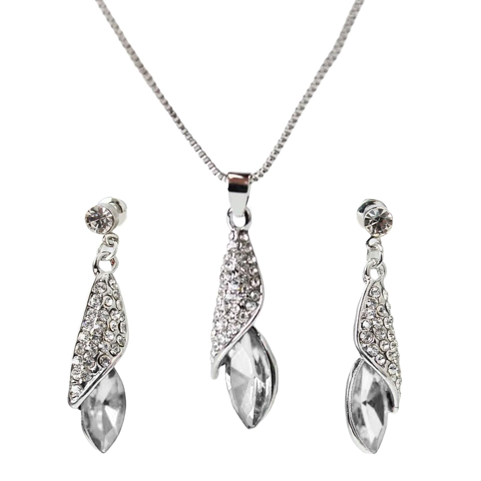 

Shimmering Contemporary Jewelry Ensemble Teardrop Pendant Earring Set Alloy Accessories Suitable for Everyday Party білий