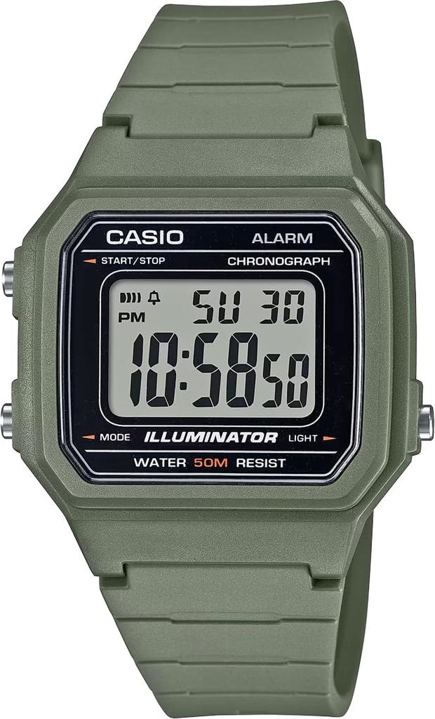 Pánské standardní digitální hodinky CASIO, vojenská zelená, zámořský model [Casio] W-217H-3AV [Položka]