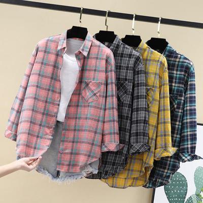 Fall 2025 New Large Plaid Academy Style Cardigan Jacket Long-Sleeved Loose Slimming Korean Style Shirt Women