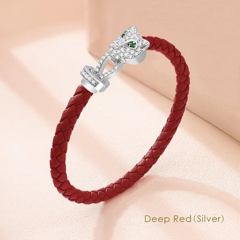 Bracciale in Corda Lavorata a Maglia con Fibbia a Ferro di Cavallo per Donna, Set con Squisiti e alla Moda Gioielli Zirconi Regalo