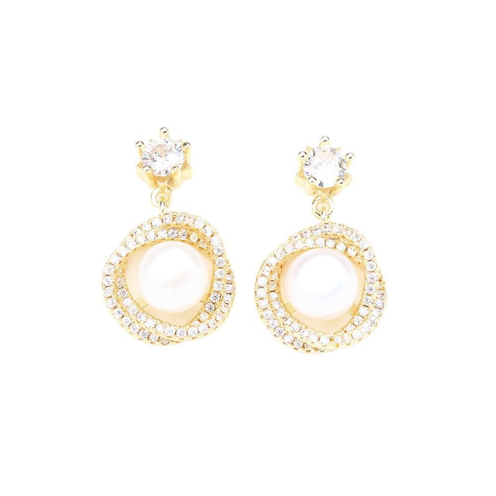 South Korea Dongdaemun S925 silver needle French natural pearl earrings simple new short earrings feminine jewelry