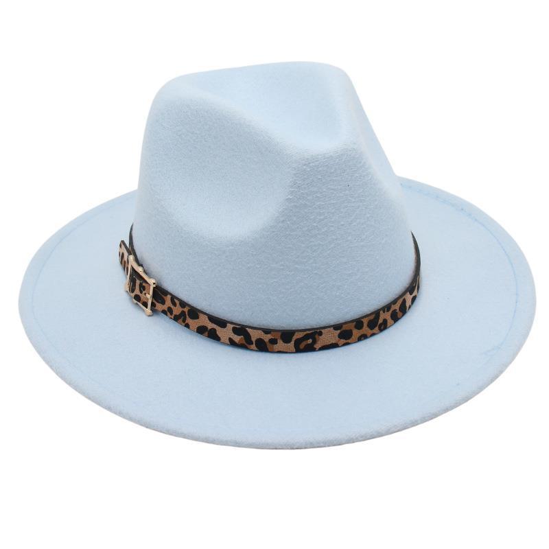 Temperament Bowler Hut Leopard Gürtelschnalle Nische Jazz Hut Männer und Frauen Trend Filzhut Bühnenauftritt Tweed Hut