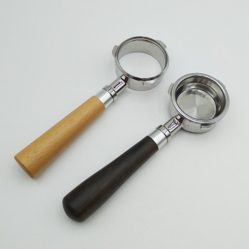 Three Ear 58mm Bottomless Portafilter Solid Wood Handle for Espresso Machines Accessories Commercial Coffee Equipment