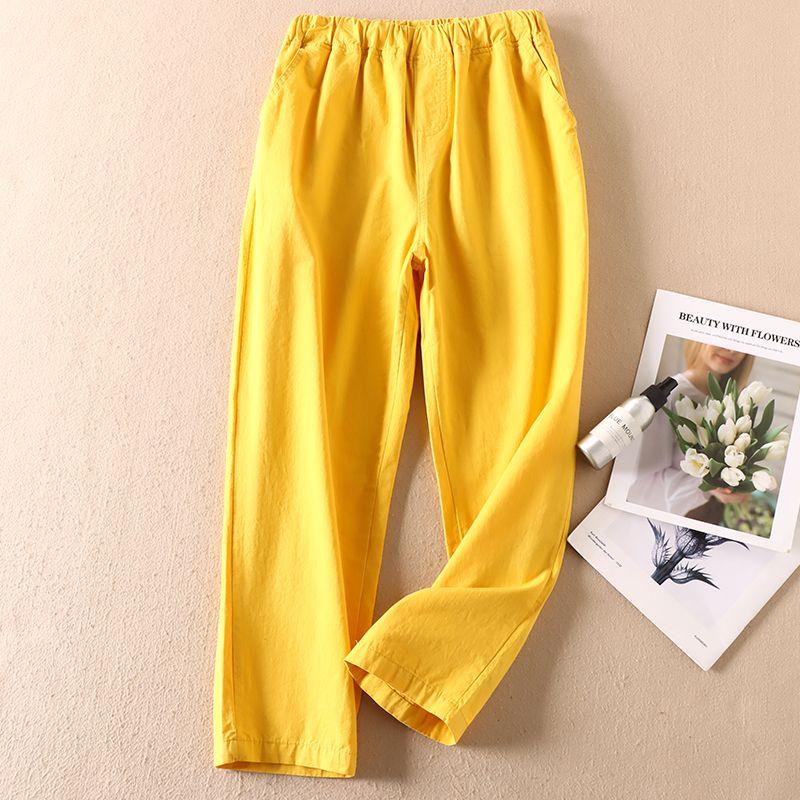

Spring and Summer Elastic High Waist Casual Breathable Cropped Harem Pants