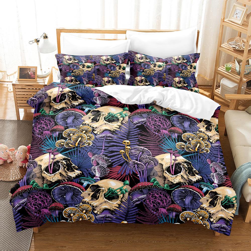 

Комплект постельного белья с 3D черепом, пуховый пододеяльник с ужасами на Хэллоуин, комплект из 2/3 предметов, мягкая молния DE135 * 200, роскошный домашний текстиль в натуральную величину DE 100x135cm