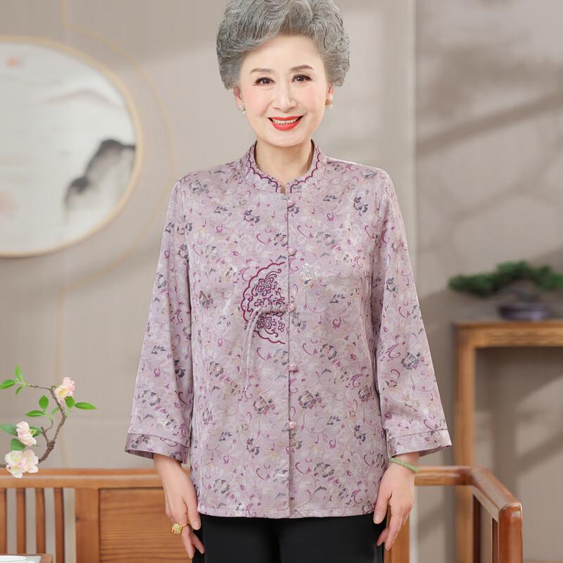 Elderly Women's New Chinese Style Floral Shirt
