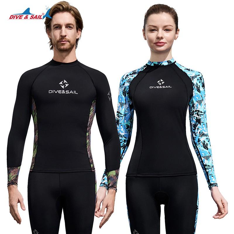 Snabbtorkande UV-skyddande Rash Guard för Dykning, Snorkling, Surfning - Herr Dam Långärmad Badkläder Med UPF 50